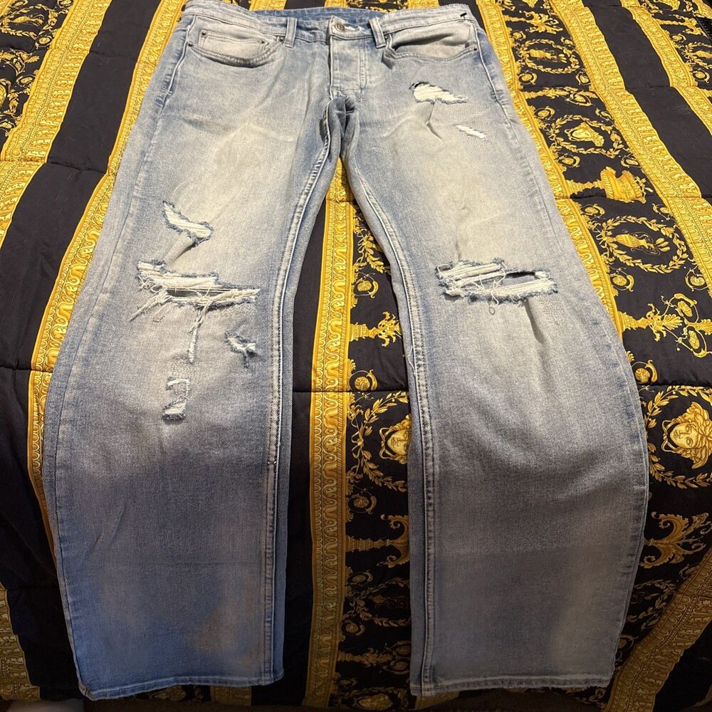 Ksubi Brunko Punk Blue Trashed Authentic Jeans  Size 31”x32.5